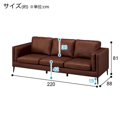 3人掛けソファ(LB01 DBR) [3]