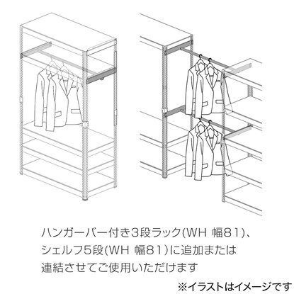 追加ハンガーバーセット (幅81cm ホワイト) [5]