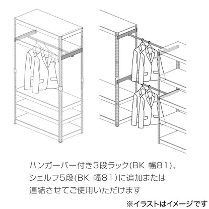 追加ハンガーバーセット (幅81cm ブラック) [5]