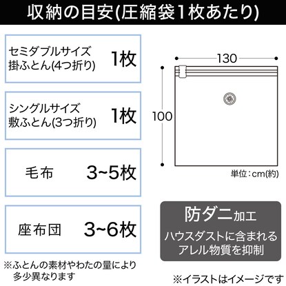 防ダニ加工 布団圧縮袋(Lサイズ 2枚入り) [3]