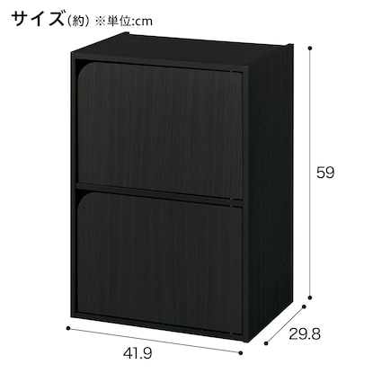 【ネット限定色】連結できるNカラボ 扉付き 2段(ブラック) [2]