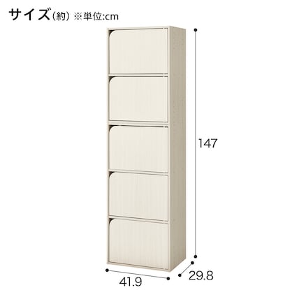 連結できるNカラボ 扉付き 5段(ホワイトウォッシュ) [2]