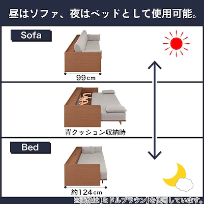 3Way ベッドソファ(B1-USB2 GY/LBR) [3]