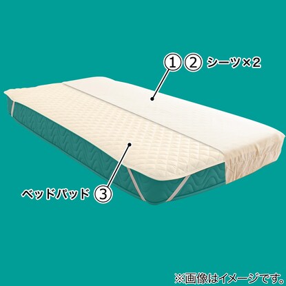 洗えるベッド用品3点セット シングル(Sアイボリー) [2]