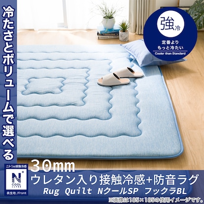 30mmウレタン入り 接触冷感+防音ラグ(NクールSPフックラ BL 185X240) [4]