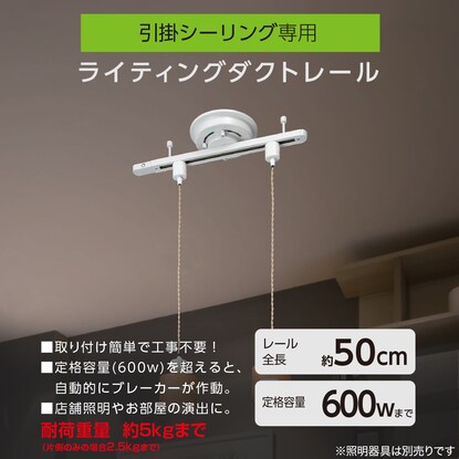 シーリング直付けダクトレール(50cm ホワイト LRD501) [2]