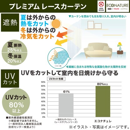 お好みサイズレースカーテン エコナチュレプレーン（幅101-200/丈171-220cm） [3]