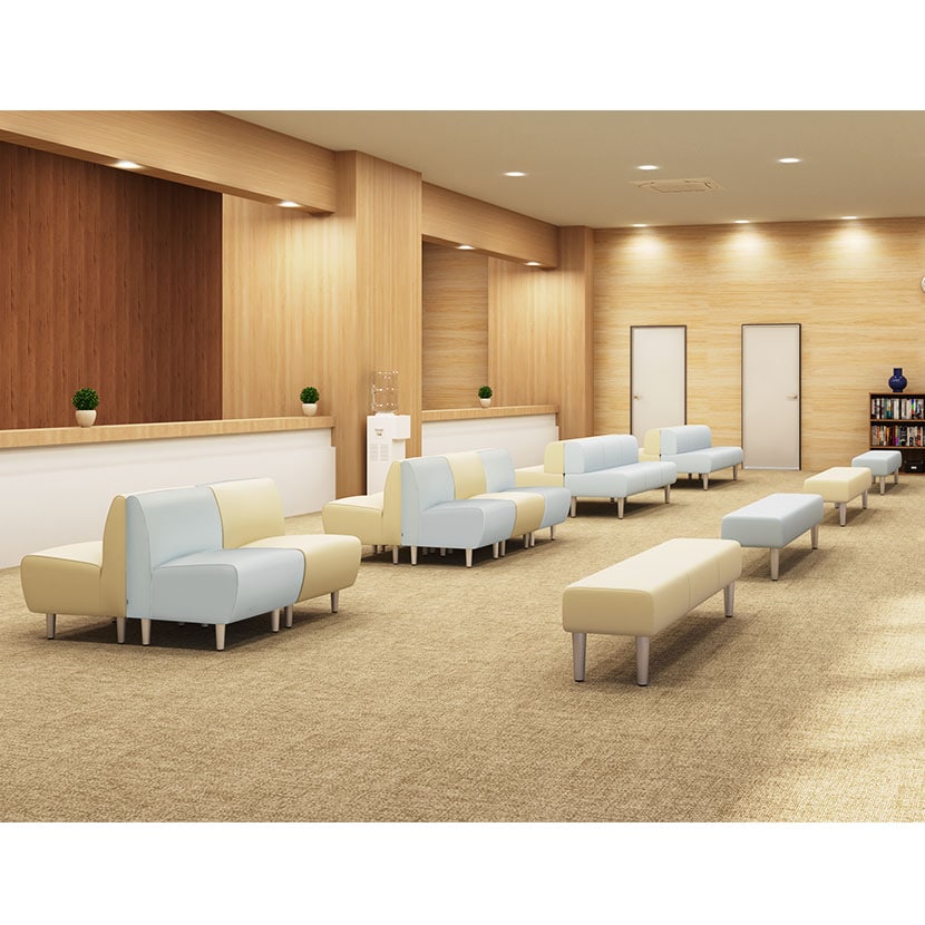 応接ソファ オフィスソファ 一人掛けソファ PVCレザー 肘なし 幅610×奥行610×高さ710mm ベルセア [3]