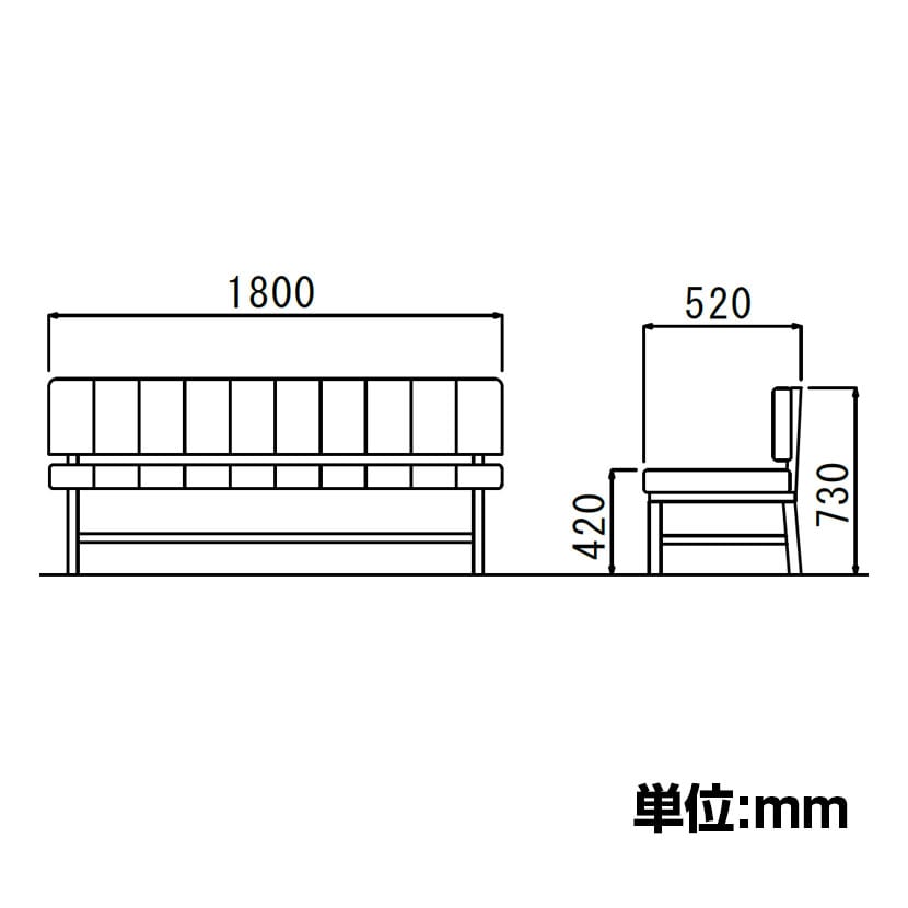 LC-1218シリーズ ロビーチェア 背付 レザー張り 待合室 病院 施設 幅1800mm [4]