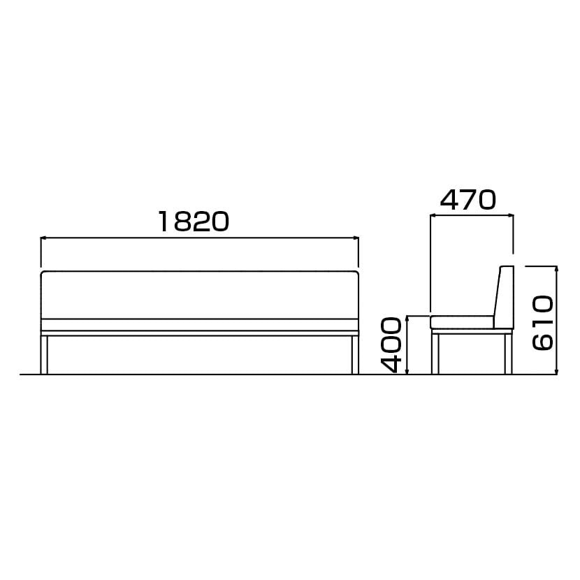 LC-7Aシリーズ ロビーチェア 背付 レザー張り 幅1820×奥行470×高さ610mm待合室 病院 施設 [5]