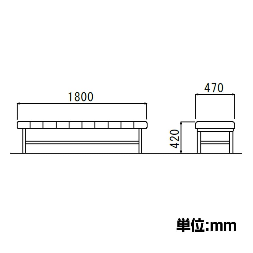 LC-1228シリーズ ロビーチェア 背なし レザー張り 待合室 病院 施設 幅1800mm [4]