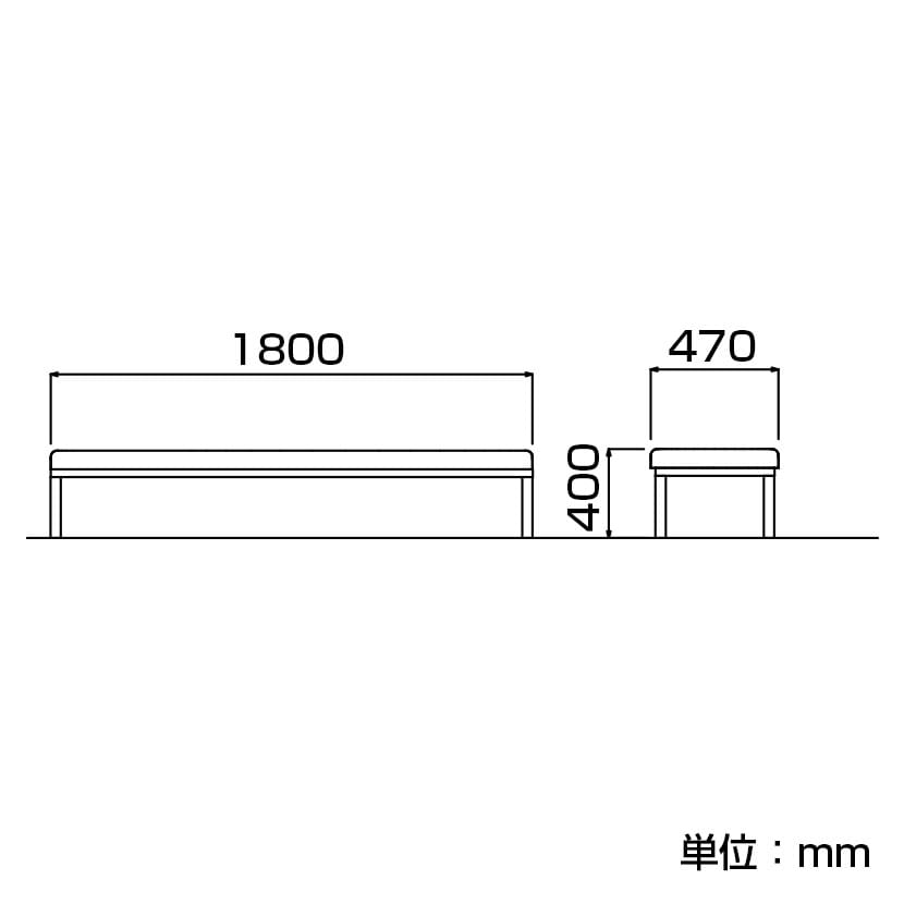 LC-7Bシリーズ ロビーチェア 背なし レザー張り 幅1800×奥行470×高さ400mm待合室 病院 施設 [5]