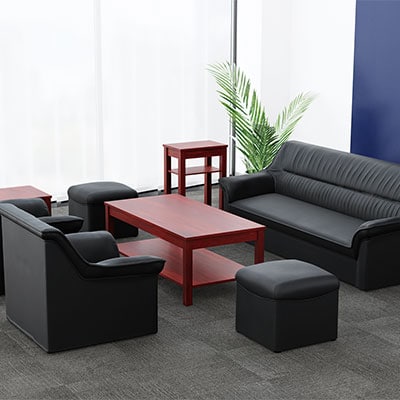 【法人様限定】プリーダ スツール 1人掛け レザー張り 幅450×奥行450×高さ380mm RE-1050S 応接 役員 オフィスチェアデスクチェア ワークチェア [3]