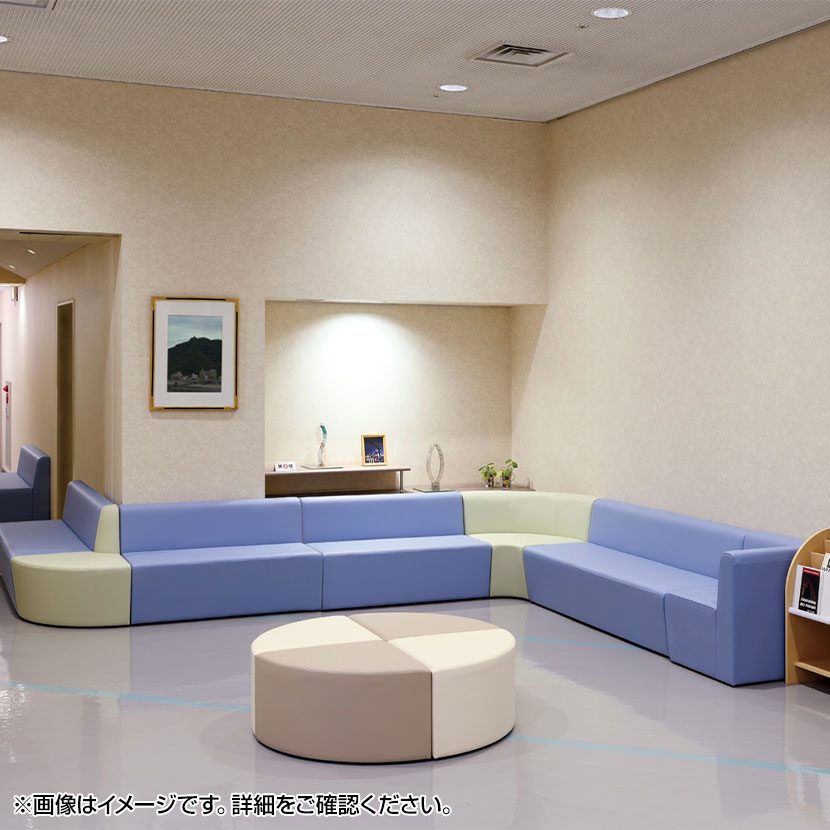 システムコーナースツール ロビーチェア 左端用 背付き 組み合わせ自在 張地ファブリック 幅640×奥行640×高さ700mm [4]