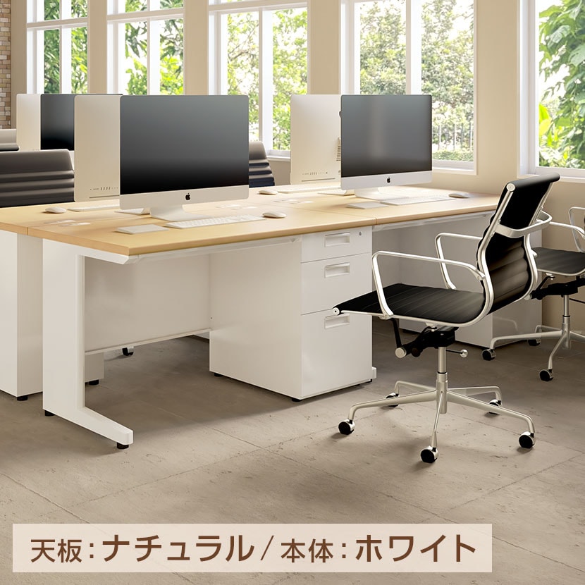 スチールデスク 片袖机 引き出し 幅1200×奥行700×高さ700mm 配線穴 事務机 ビジネスデスク [5]