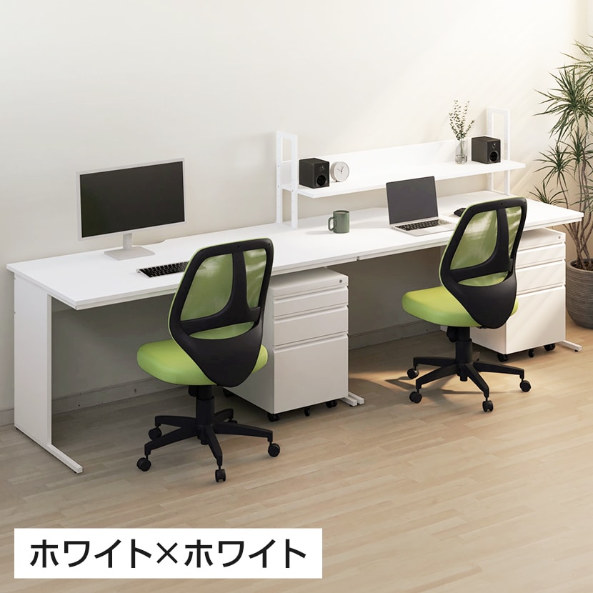 オフィスデスク ワークデスク 平机 幅1200×奥行700×高さ700mm +ワゴン シリンダー錠 セット 事務机 オフィスワゴン 鍵付き [5]