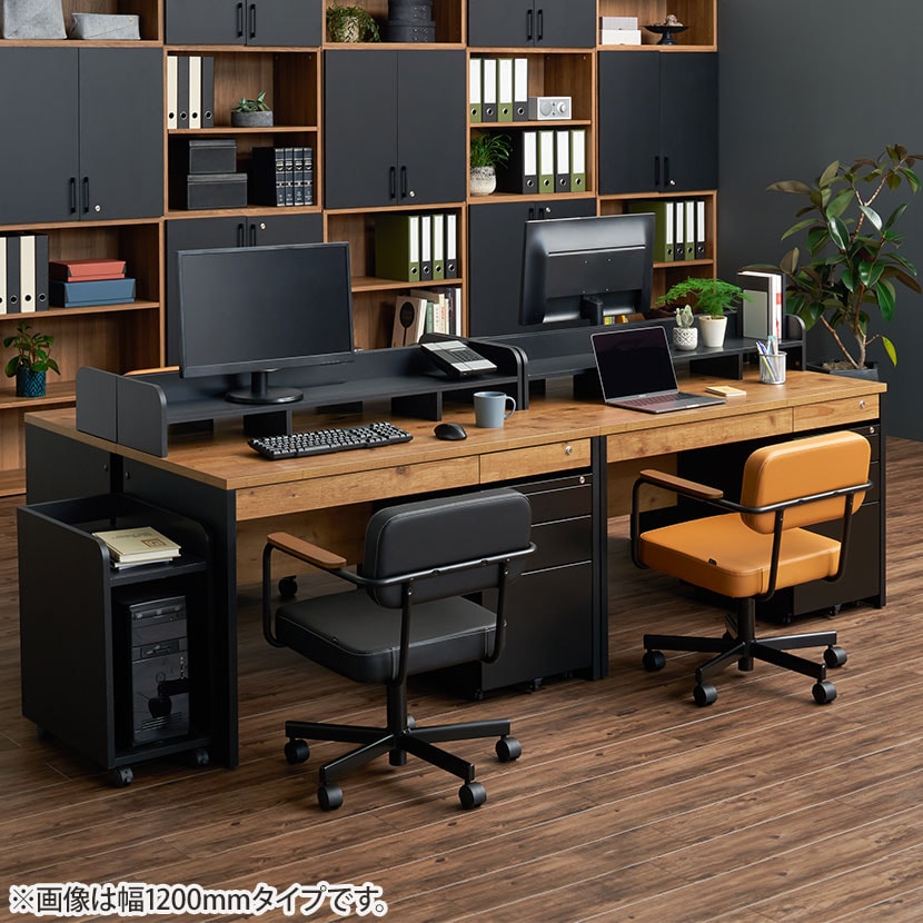 ペスパ2.0 古木調 木製ワークデスク 引き出し 幅1000×奥行600×高さ720mm 配線スリット オフィスデスク ヴィンテージ調 [4]