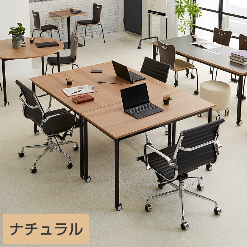 レシル キャスター付きテーブル 幅1000×奥行600×高さ720mm 作業台 フリーアドレス 会議用テーブル ワークデスク ラウンジ【ホワイト:販売終了】 [3]