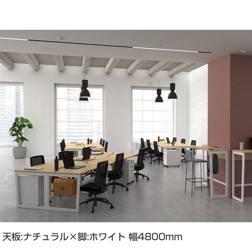 リスム Lism フリーアドレス用テーブル 幅2400×奥行1200×高さ720mm 4ヶ口コンセント付き [4]