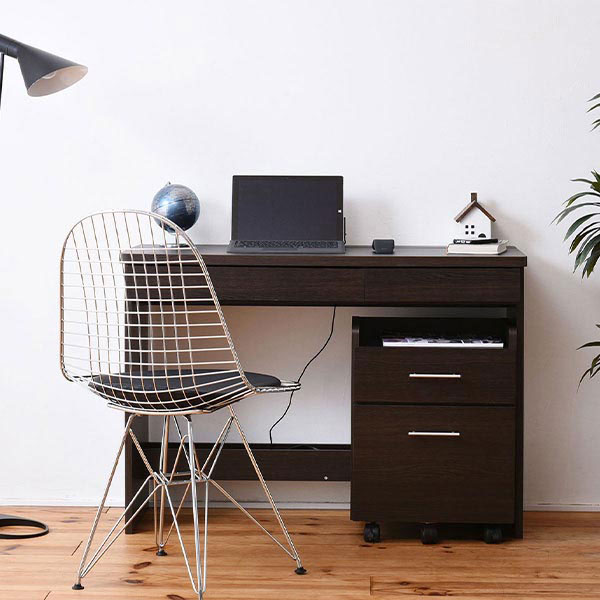 フリエル friel SGT-0125 デスク ワークデスク 学習机 平机+ワゴンセット 幅1000×奥行445×高さ725mm パネル脚 [3]