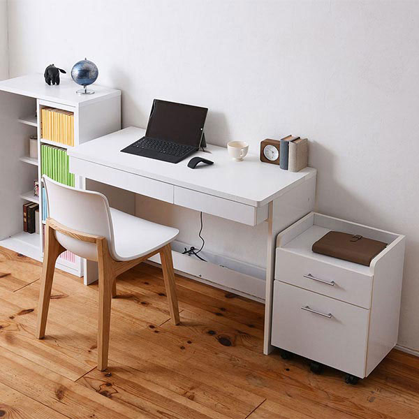 フリエル friel SGT-0125 デスク ワークデスク 学習机 平机+ワゴンセット 幅1000×奥行445×高さ725mm パネル脚 [4]