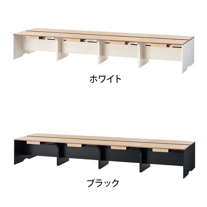 NF2.0シリーズ フリーアドレスデスク 8人用 引き出し付き 幅4800×奥行1400×高さ720mm 配線ボックス付き ミーティングテーブル 会議用テーブル [2]