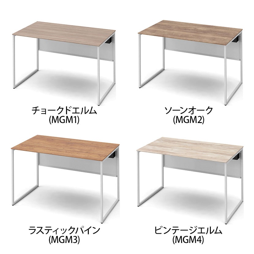 オカムラ ソリスト Soliste スタンダードタイプ 3K20LE オフィスデスク 平机 幅1200×奥行700×高さ720mm 幕板付き 配線ダクト付き メラミン天板 フレーム脚(ネオホワイト) 天板(ティンバーウッド) [2]