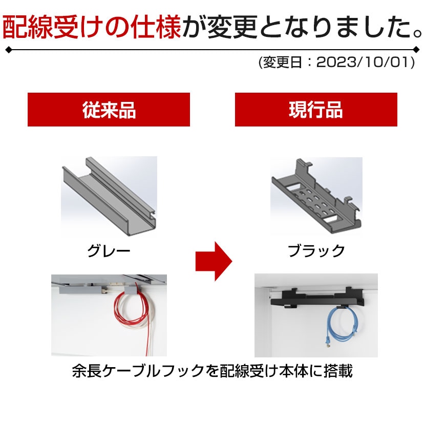 プラス US-1 US117H デスク オフィスデスク ワークデスク 平机 幅1100×奥行700×高さ720mm L字脚 ワンアクションロック 幕板付き 内筒交換錠 配線収納機能 ラッチ機構 [4]