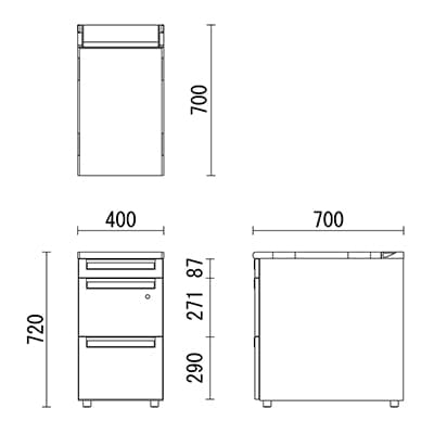 US-047AL | US-1 脇机 US-047AL-3 WM/W4 W400×D700×H720mm プラス(PLUS) [5]