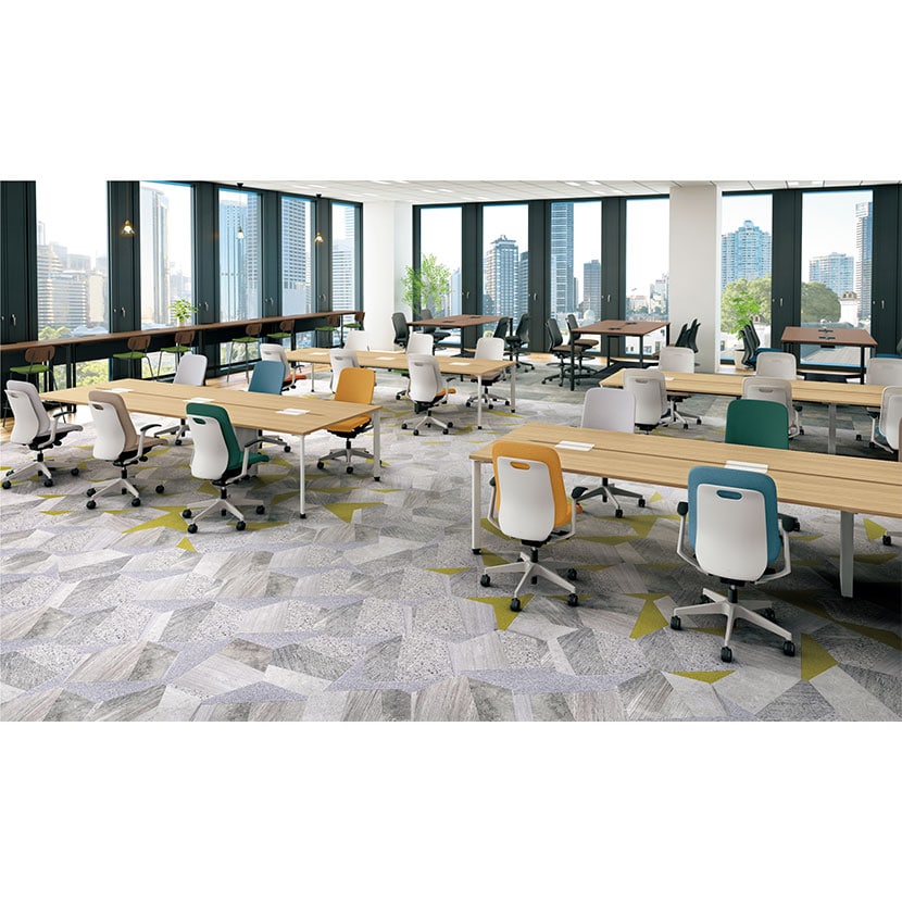 MI-2012W | minimo ミニモ フリーアドレスデスク 会議テーブル 両面タイプ 4人用 幅2000×奥行1200×高さ720mm 配線トレー付き スリット付き プラス(PLUS) [3]