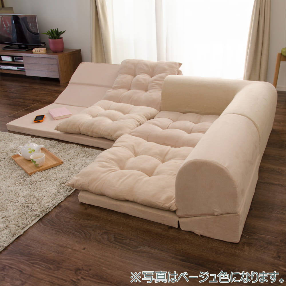 ■メーカー直送品■　【ネット限定品】　クッションローソファ　Ｆｌｕｆｆｙ　３点セット　ＩＶ [3]