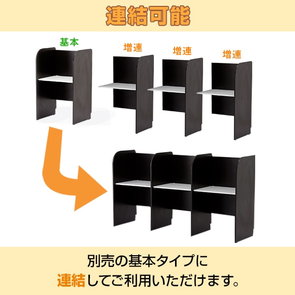 【増設用】 PCブースデスク PCbooth Z-SHPCB2-70ADBP パネル付きデスク 幅718×奥行600×高さ1200mm(天板高さ700mm) 背板付き [5]