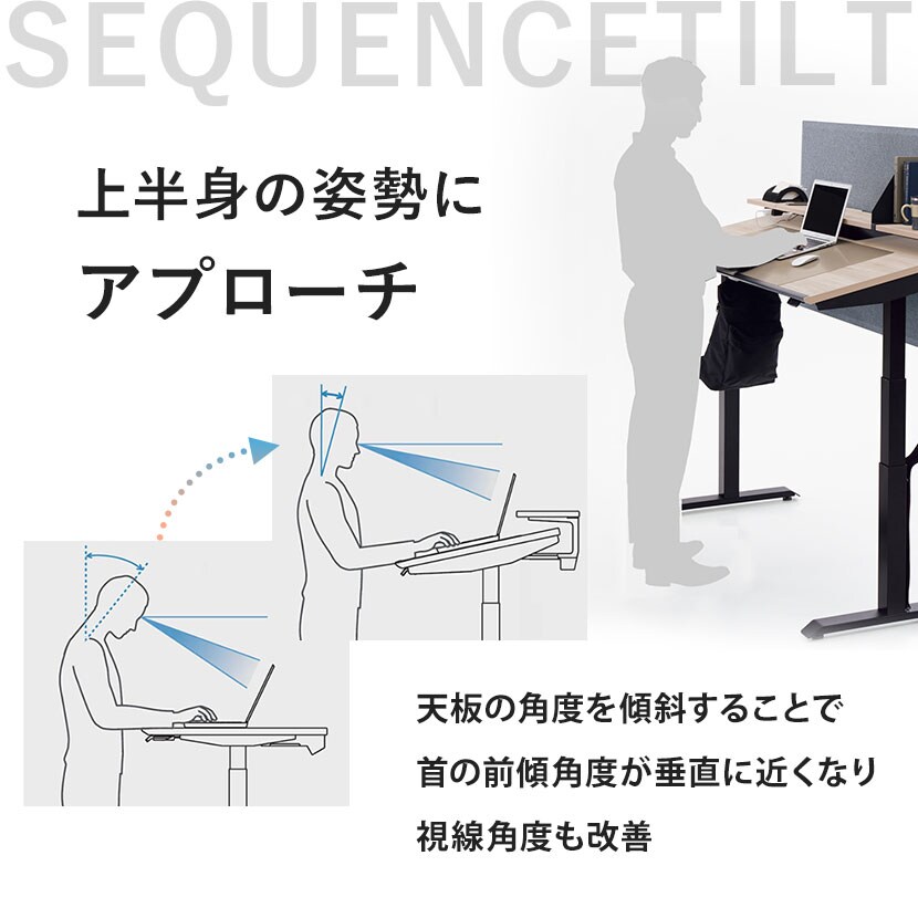 コクヨ シークエンス SEQUENCE 電動昇降 チルトテーブル ベーシックレバー スタンダード 幅1350×奥行675×高さ680～1290 DSE-TSP1407B [3]