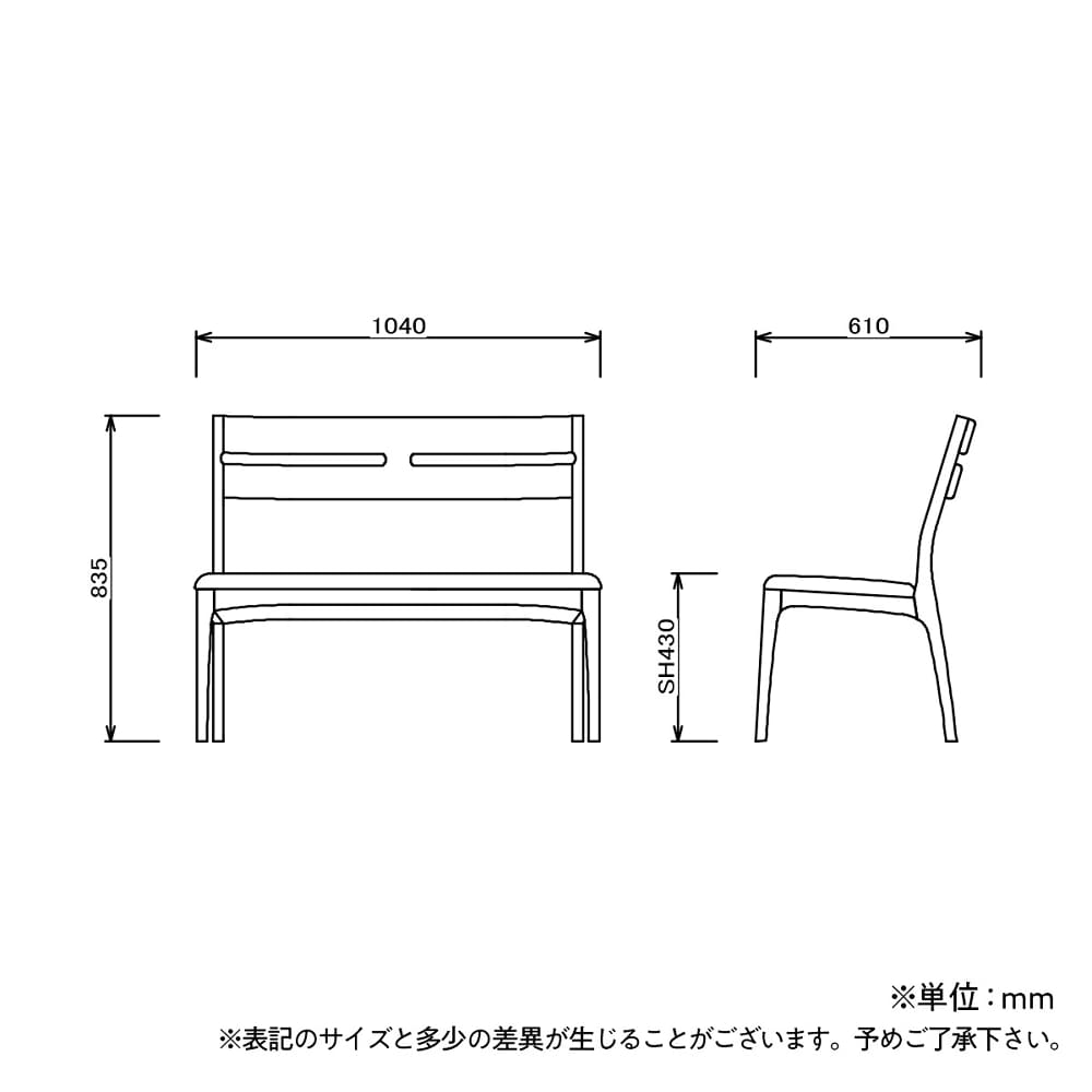 [幅104cm ] 背付ベンチ　CWＢ−００１　ＯＡＫ／ＢＲ [3]