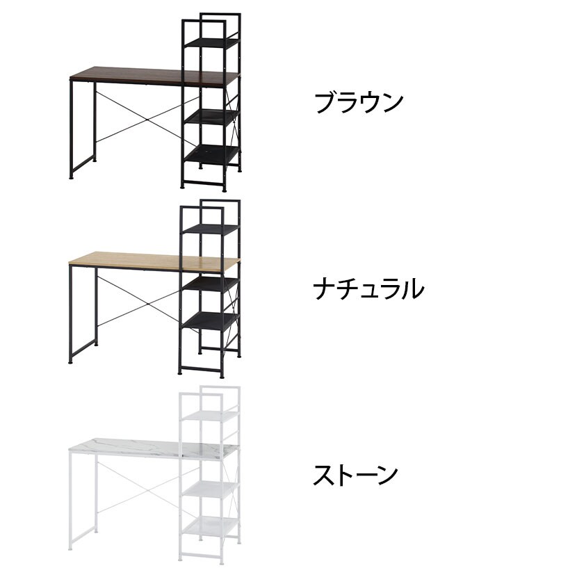 ワークデスク ルカ 左右組み換えシェルフ付きデスク たっぷり収納 シンプル設計 幅1100×奥行530×全高1150mm(天板高:720mm) [2]