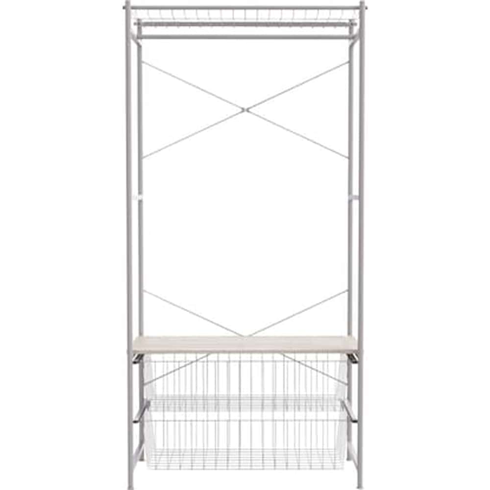 ハンガーラック 棚・引出付き(090 WH BN03　H)　<N> [2]