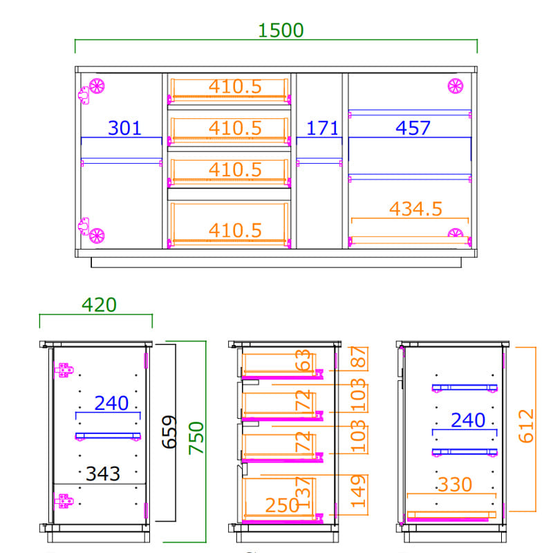 サイドボード　ストレージ１５０　ＯＫ−ＷＨ [2]