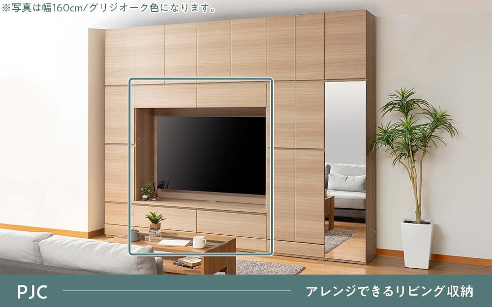 パモウナ 壁面TVボード【上部ガラス扉】PJC-G1600 GO [3]