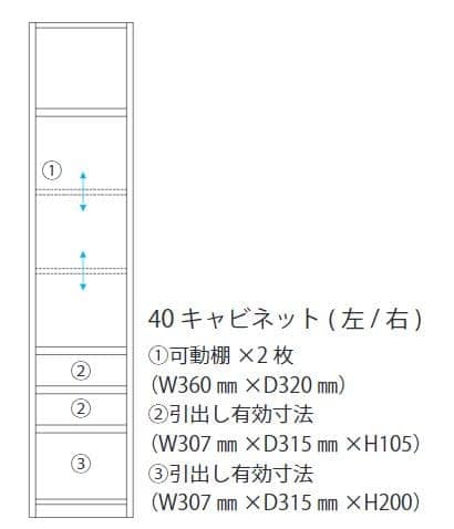 キャビネット　ヴァイス４０キャビネット（右）　ウォールナット [2]