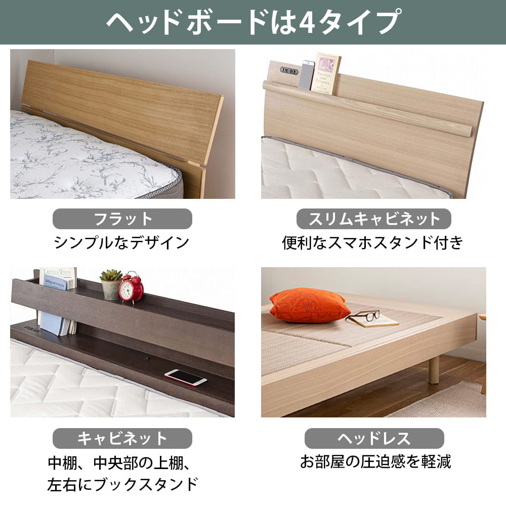 ワイドダブルベッドフレーム　スピーク３　フラット　引き付　Ｌ１０２４　ＬＢＲ(ライト色)　※マットレス別売 [5]