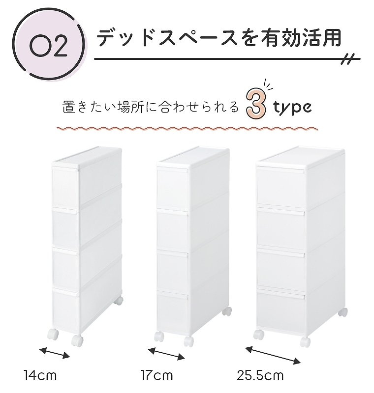 ちょっとしたすき間で使える「隠す」収納 スリムストレージ ミディストッカー 幅25.5cmタイプ キャスター付き MS-4L Like-it ライクイット (デッドスペース/キッチン/サニタリー/ランドリールーム/洗濯機横/組み合わせ/白/ホワイト/見えない/キャスター付き) [4]