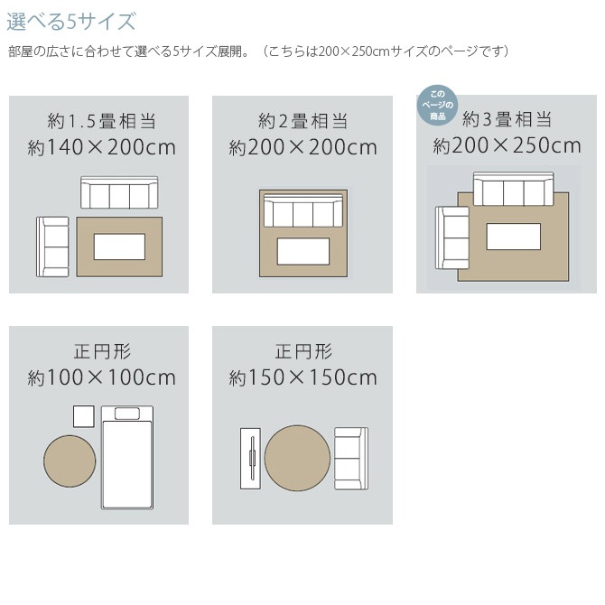 シープ・フレーテ 消臭防ダニラグ 200×250cm [5]