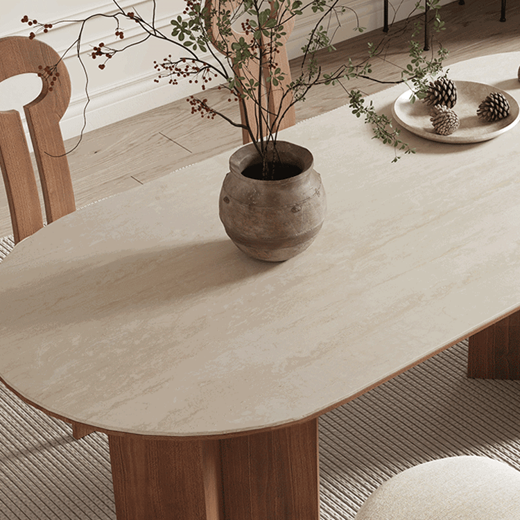 ダイニングテーブル 楕円形 丸テーブル セラミック製天板 ブラウン おしゃれ fjx-2664 [5]