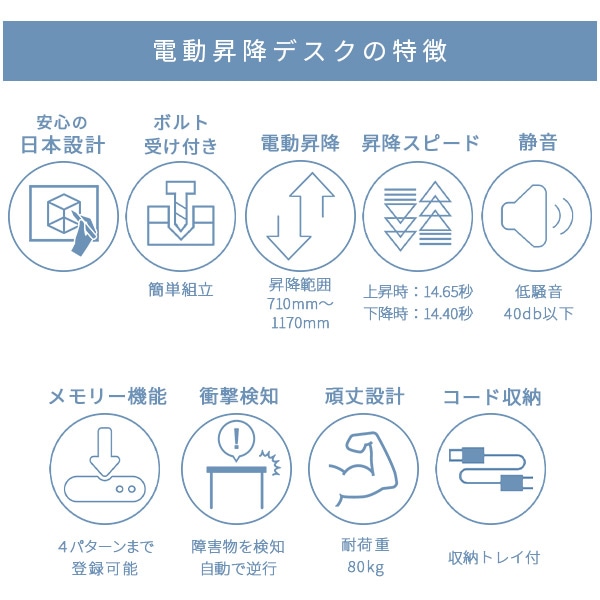 【10％オフクーポン対象】電動昇降デスク スタンダード天板 幅100/120/140 奥行70 高さ71-117cm 天板厚1.8cm メモリー機能 2モーター 山善 YAMAZEN
										
											【会員登録でクーポンGET】 [4]