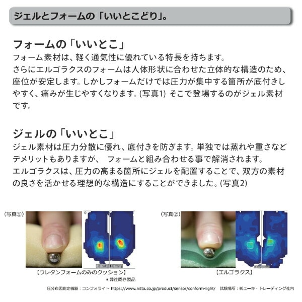 【10％オフクーポン対象】ハイブリッド ジェルクッション エルゴラクス プラス ERGOLAKS+ ER09300BE/RD/BK ユーキ・トレーディング [4]