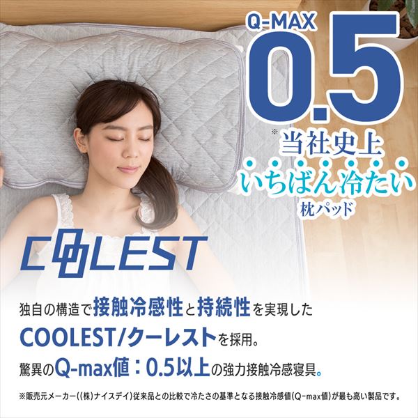 【10％オフクーポン対象】枕パッド 接触冷感 Q-MAX0.5 ナイスデイ NICEDAY [3]