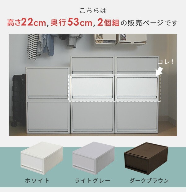 【10％オフクーポン対象】収納ケース 2個組 幅39 奥行53 高さ22 cm 中が透けない M 奥行き53 [4]