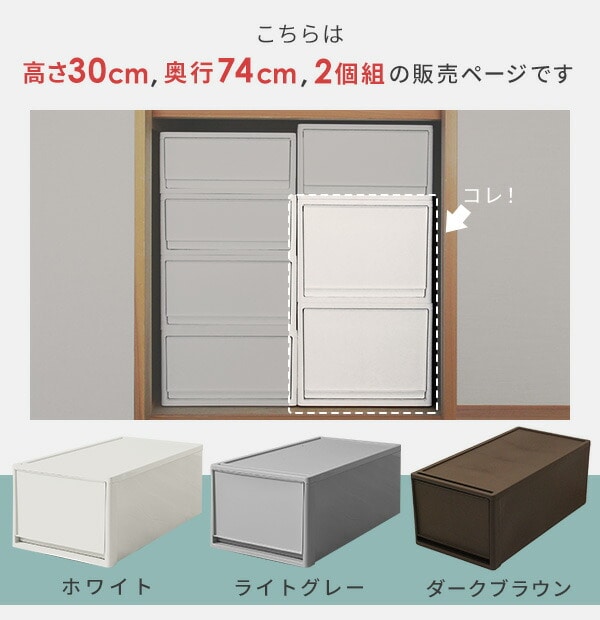 【10％オフクーポン対象】収納ケース 2個組 幅39 奥行74 高さ30 cm 中が透けない L 奥行き74 [4]