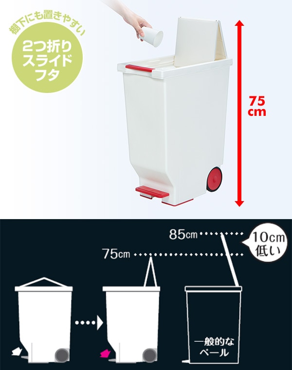 スライドペダルペール 45L ごみ箱 ふた付き 日本製 平和工業 [5]