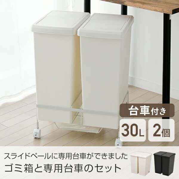 ワゴン付き ゴミ箱 30L ふた付き 2分別 日本製 [2]